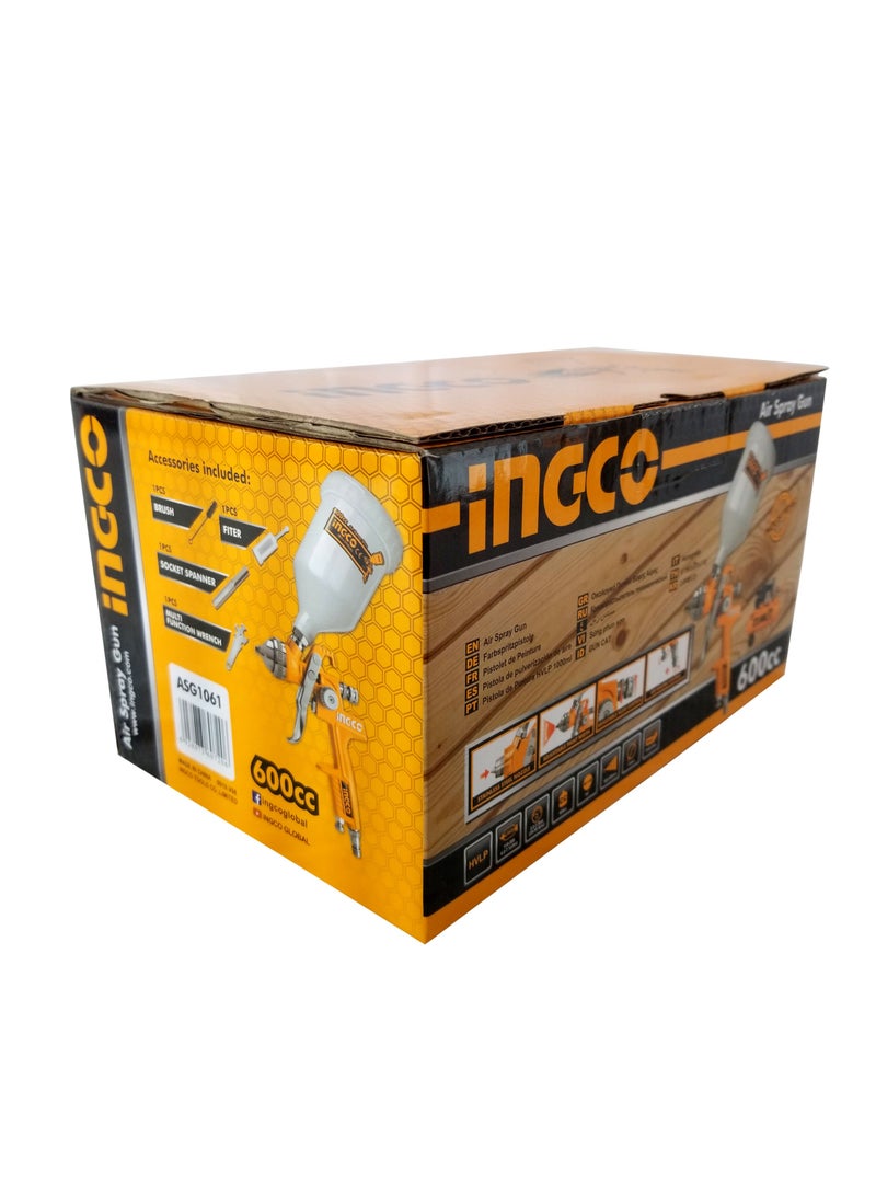 إنجكو بندقية رش HVLP من INGCO ASG1061 – سعة 600cc مع رأس 1.4 مم ونمط رش قابل للتعديل (180-250 مم) - Image 3