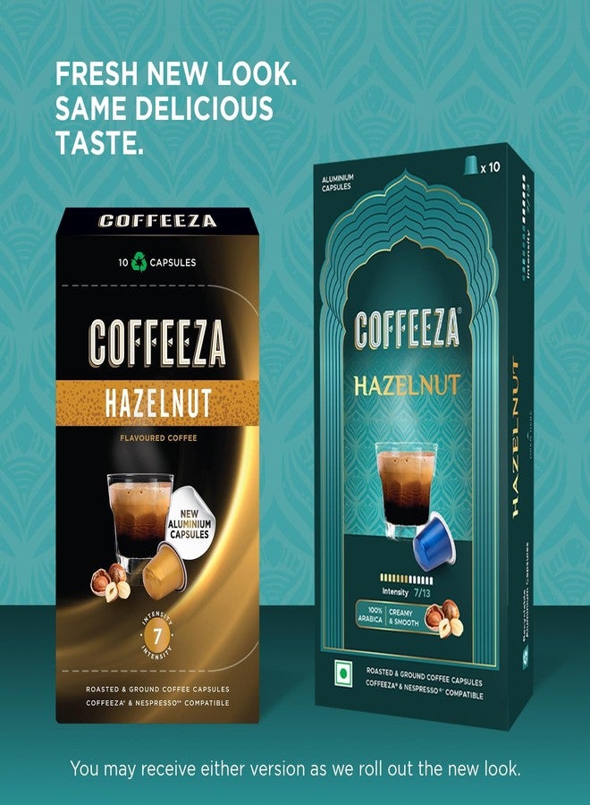 Coffeeza Hazelnut Flavoured Aluminium Coffee Capsules, Intensity - 7 |100% Arabica | Nespresso Compatible Coffee Pods | Box of 1 (10 Capsules) - Image 3