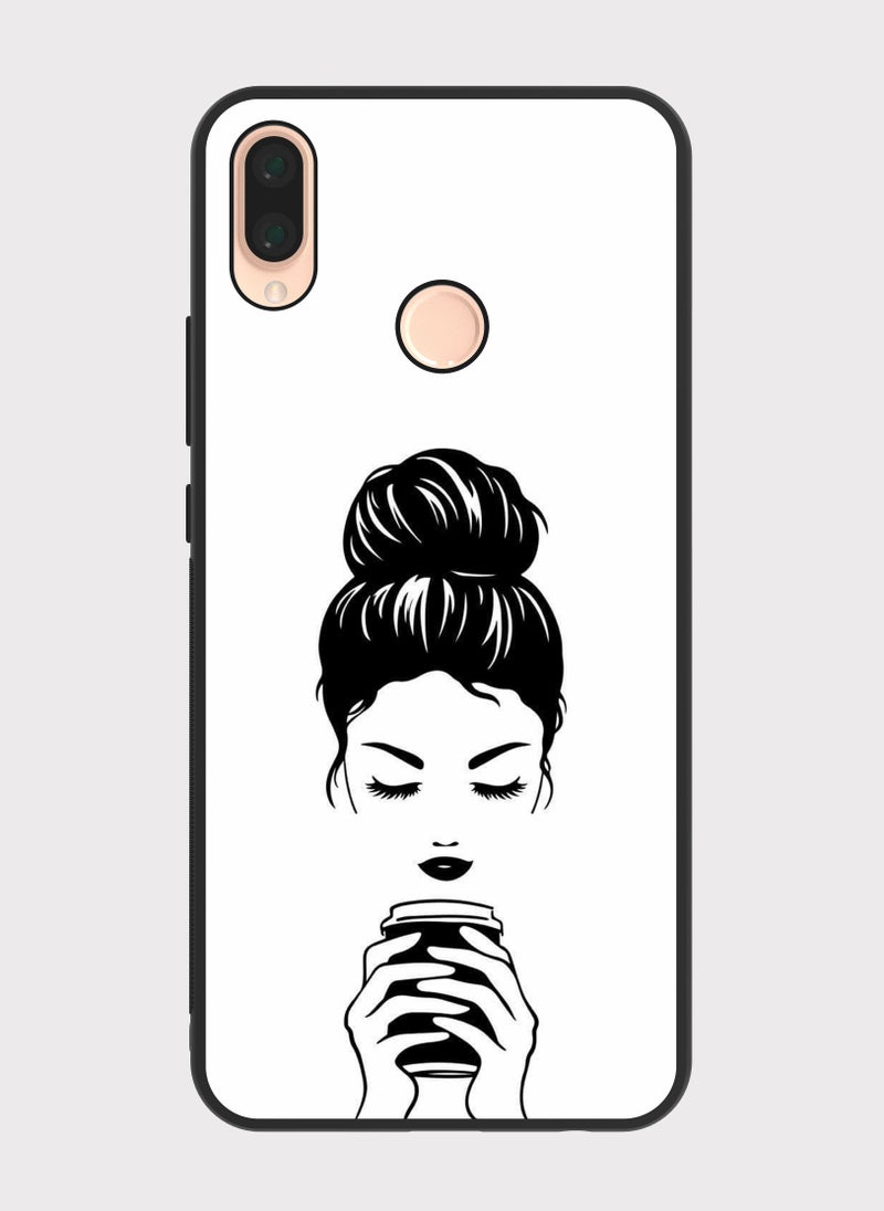 بكسلات كفر هواوي نوفا 3 إي فتاة تشرب القهوة ابيض - Image 1