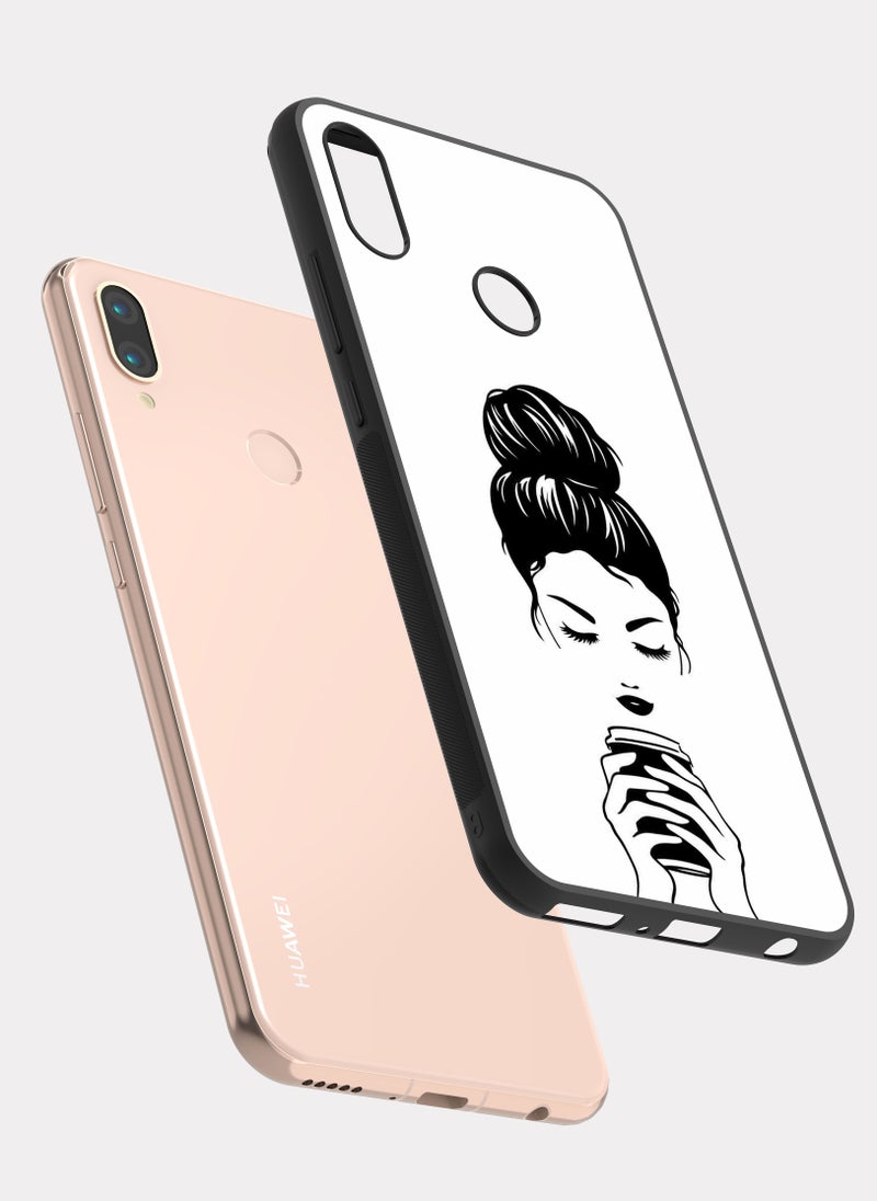 بكسلات كفر هواوي نوفا 3 إي فتاة تشرب القهوة ابيض - Image 2