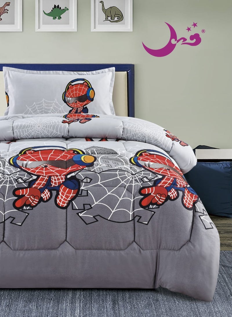 3-Piece Reversible Kids’ Bedding Set – Quilted Comforter with Medium-Soft Filling (170×220 cm) + Fitted Sheet (120×200+35 cm) + Pillowcase (80×50 cm) – Modern Printed Design with Soft Fabric - Image 2