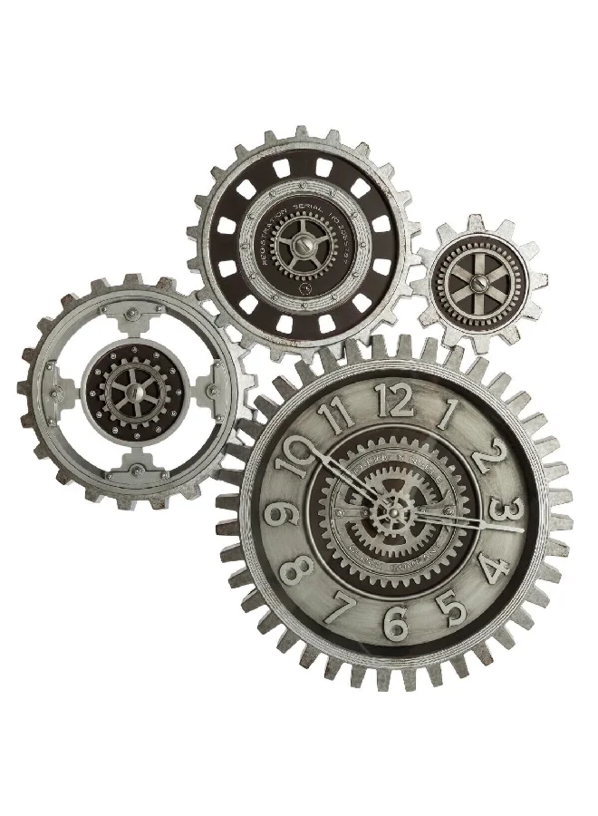 atmosphera Derek Unique Design Round Multi Mechanical Analog Wall Clock with Visible Gears Grey 37 cm 162297
