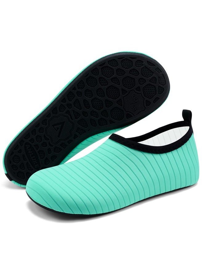 ANLUKE Water Shoes Barefoot Aqua Yoga Socks Quick-Dry Beach Swim Surf Shoes for Women Men Green 38/39 - Image 1