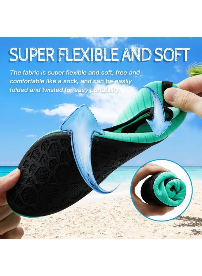 ANLUKE Water Shoes Barefoot Aqua Yoga Socks Quick-Dry Beach Swim Surf Shoes for Women Men Green 38/39 - Image 5