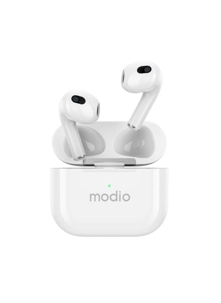 modio ME12 Wireless Bluetooth Earphones for Android & iOS | In-Ear Stereo Earbuds with Built-in Mic, Touch Control, Noise Reduction & Long Battery Life | Lightweight, Secure Fit Headset for Music, Calls, Workouts & Daily Use - Image 1