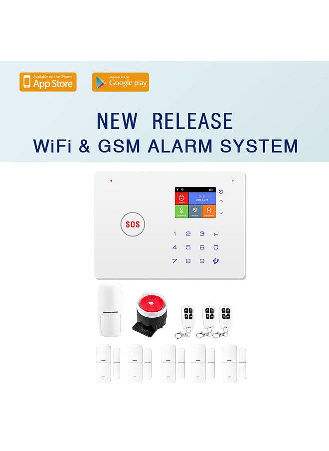 Generic - Security Alarm System  Kit Auto Dial GSM+WiFi Home Security Wireless Alarm System GSM Home Security Alarm System Motion Sensor Door/Window Sensor Remote Control - Image 1