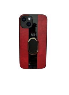iphone 14 Compatible with Magnetic Back Magnet Shockproof Drop Protection Kickstand Cover with Stand and Ring for iphone 14  Hard Tough Leather (Red)