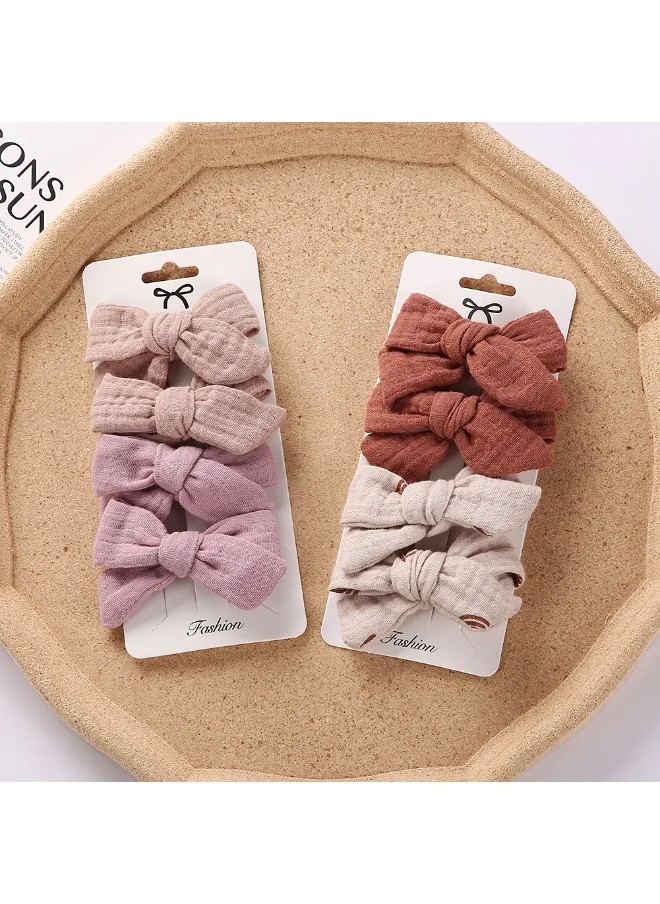 D'Daniela Adella Ribbon Bow Clip Set For Babies and Girls -  Dark Brown & Beige