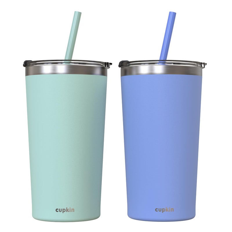CUPKIN Stainless Steel Insulated Tumbler with Lid and Straw, 20 oz Water Bottle & Straw, Stainless Steel Cups, Travel Coffee Mug for Adults, Iced Coffee Cup with Lid, Tumbler for Travel - Image 1