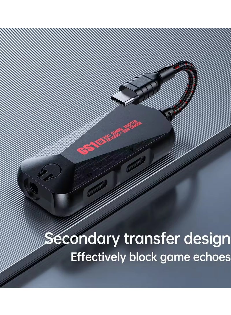 Plextone GS1 Type-C Adapter 2 Type-C Inputs and 3.5 Input with 60W Power and 24-bit Audio Technology - Image 5