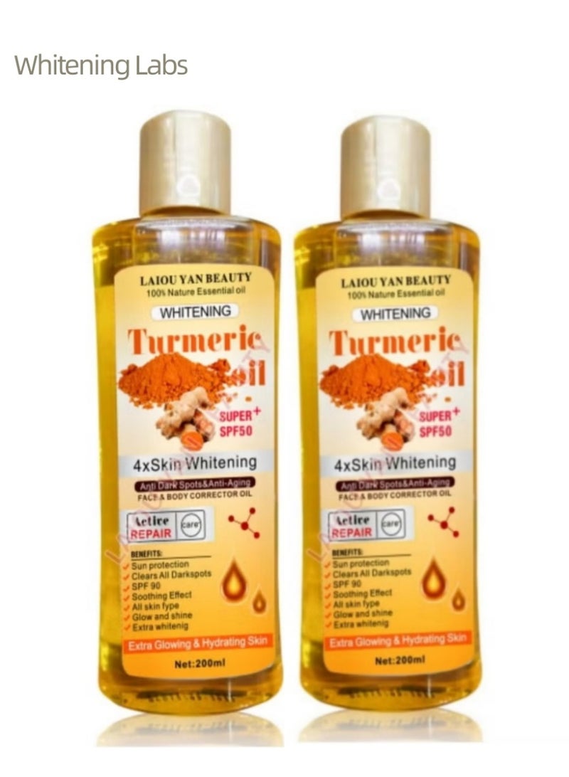 Whitening Labs 2-Pack Natural Turmeric Whitening Oil with SPF 50 | 100% Essential Oil | 200ml Each - Image 1