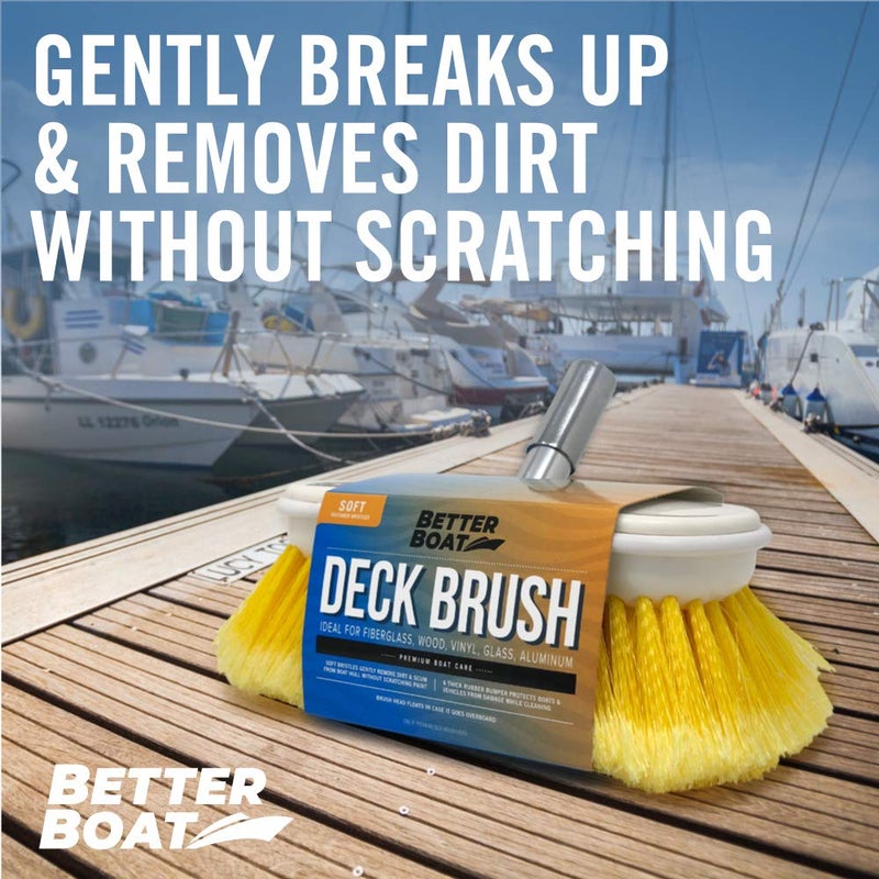 Better Boat Soft Boat Deck Brush, Heavy-Duty Marine Brush Head, 8" Bristle with Bumper, 3/4" Thread Handle, for RV, Truck, and Auto Cleaning - Image 4