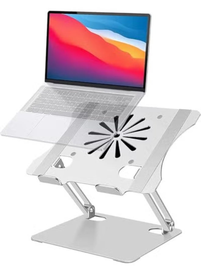 Adjustable Laptop Stand with Silent Cooling Fan – Ergonomic Aluminum Riser for 10-17’’ Laptops & Daily Use - Image 1
