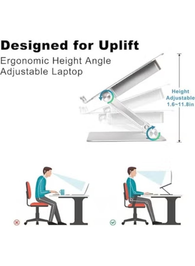 Adjustable Laptop Stand with Silent Cooling Fan – Ergonomic Aluminum Riser for 10-17’’ Laptops & Daily Use - Image 2
