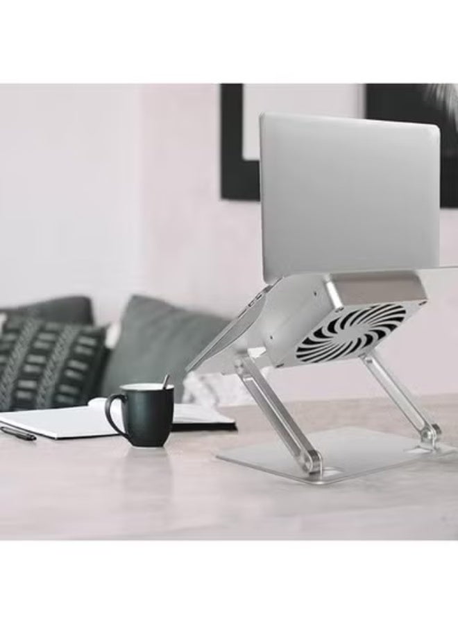 Adjustable Laptop Stand with Silent Cooling Fan – Ergonomic Aluminum Riser for 10-17’’ Laptops & Daily Use - Image 3