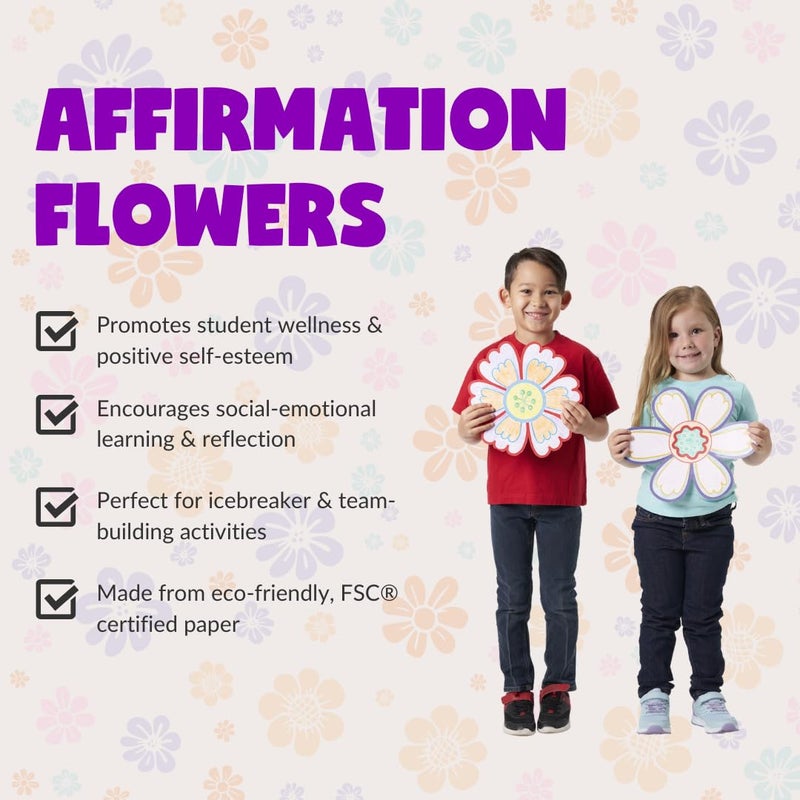 Roylco Affirmation Flowers â€“ Back to School SEL Craft Kit for Kids, 32 Positive Message Flower Crafts for Classrooms, Counseling, and Home, Supports Social Emotional Learning Activities - Image 3