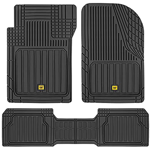 Cat® ToughLiner™ Rubber Car Floor Mats for Auto Truck SUV & Van, Full Custom Trim to Fit Liners, Advanced Performance Heavy Duty Odorless Car Mats, All Weather Protection, Black - Image 1