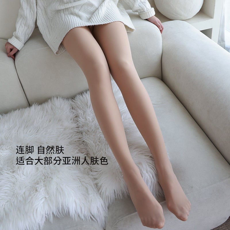 Nine points water light socks light leg artifact women's autumn and winter fleece-lined thickened single layer integrated bottoming pantyhose natural naked skin - Image 1