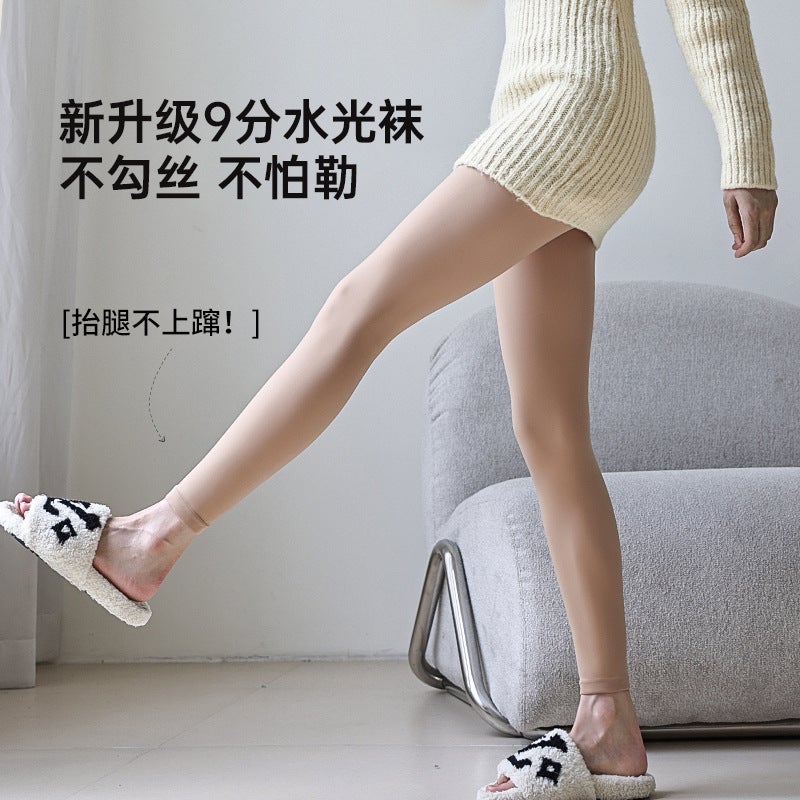 Nine points water light socks light leg artifact women's autumn and winter fleece-lined thickened single layer integrated bottoming pantyhose natural naked skin - Image 2