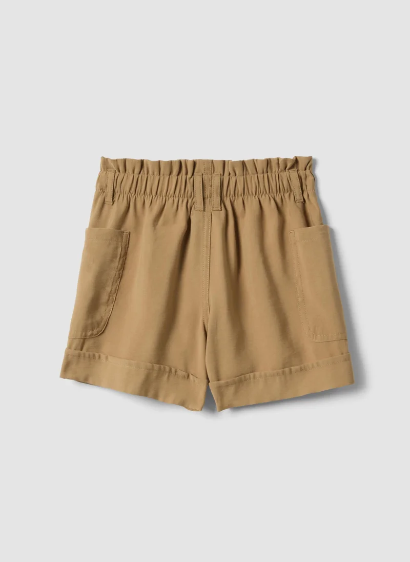 Ovs OVS Beige Modal-Blend Shorts With Elasticated Paper-Bag Waist