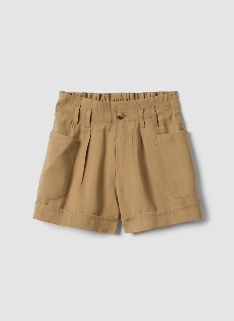 Ovs OVS Beige Modal-Blend Shorts With Elasticated Paper-Bag Waist