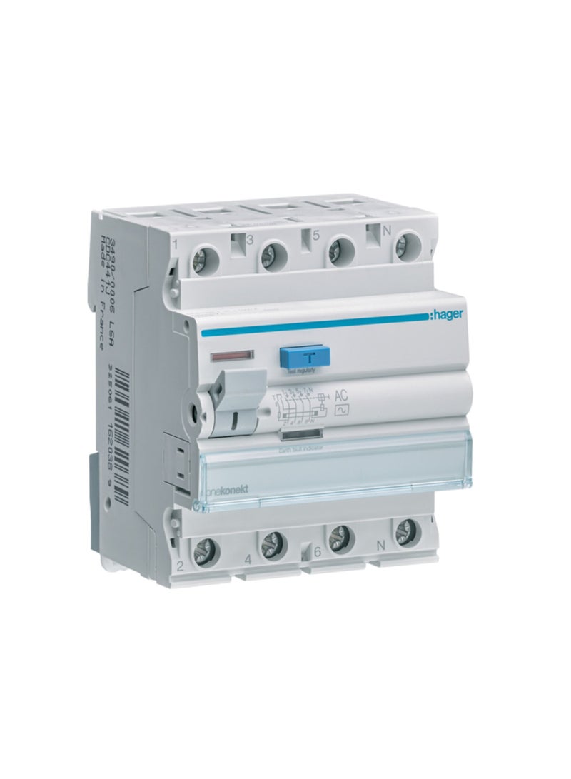 Hager HAGER 100A 4P 300MA Earth Leakage Circuit Breaker CF4859 *ONEKONEKT* (CF485Z)