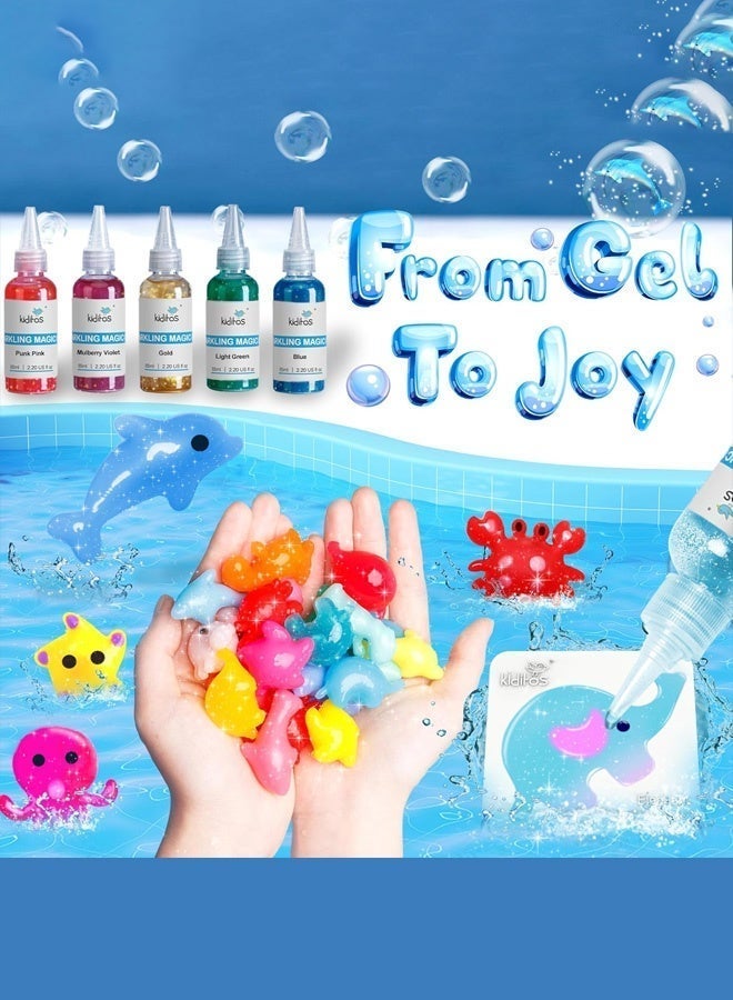Joudiplay Children's Magic Water Spirit Bead Toy Set Magic Water Spirit Water Baby Puzzle Magic DIY Gel Art Craft Set Watercolour Painting, Magical Colouring Water Baby Children's Water Spirit with 3D Mould Set Instant Release, Gentle on Hands Creative Activity for Children Aged 3+ (Ocean Theme) - Image 5