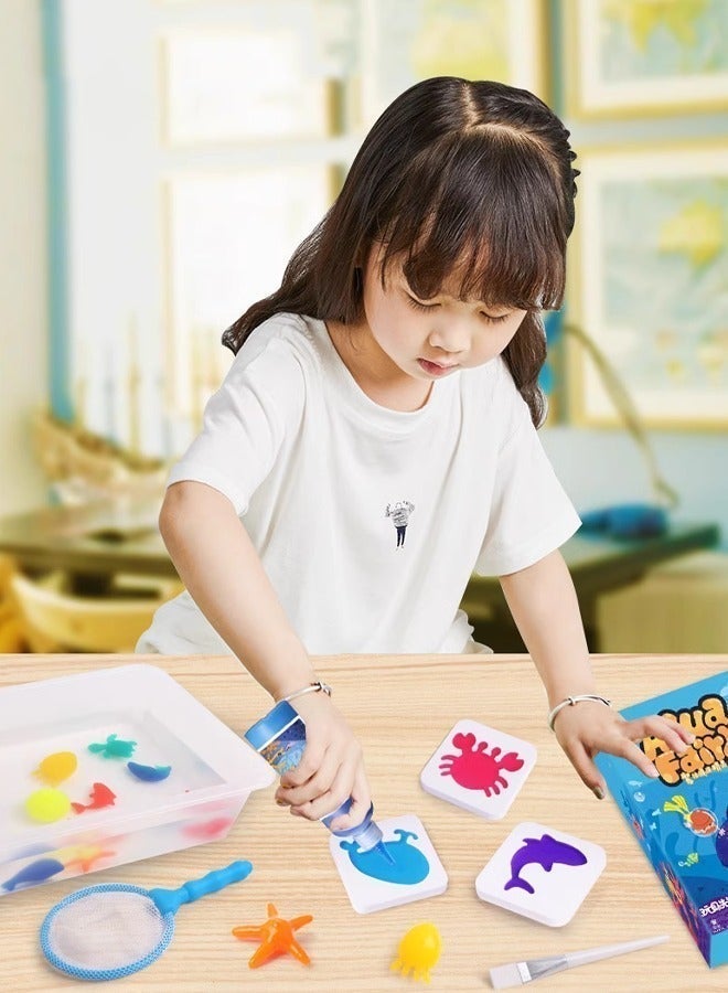 Joudiplay Children's Magic Water Spirit Bead Toy Set Magic Water Spirit Water Baby Puzzle Magic DIY Gel Art Craft Set Watercolour Painting, Magical Colouring Water Baby Children's Water Spirit with 3D Mould Set Instant Release, Gentle on Hands Creative Activity for Children (Ocean Theme) - Image 3