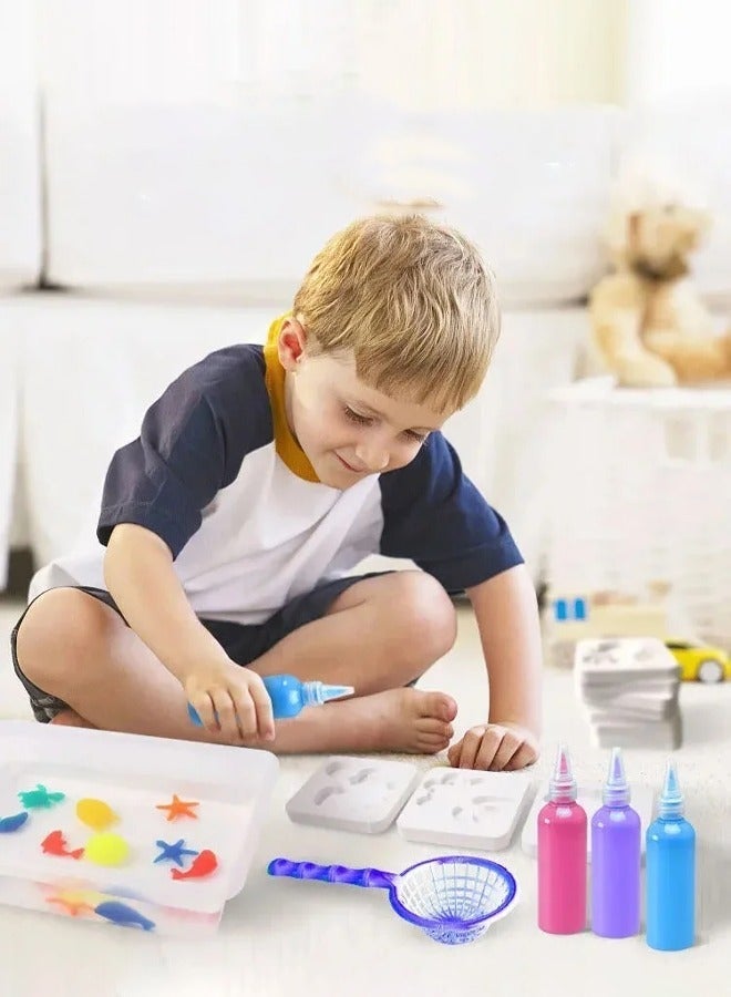 Joudiplay Children's Magic Water Spirit Bead Toy Set Magic Water Spirit Water Baby Puzzle Magic DIY Gel Art Craft Set Watercolour Painting, Magical Colouring Water Baby Children's Water Spirit with 3D Mould Set Instant Release, Gentle on Hands Creative Activity for Children (Ocean Theme) - Image 4