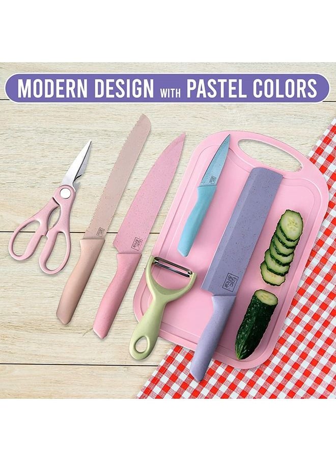 Arabest Kitchen Chopping Board Plus Set of 4 Knives, Vegetable Peeler and Kitchen Scissors For Men & Women, Chef Chopping Board for Meat, Veggies, Fruits, BPA-Free Cutting Board, Dishwasher Safe  - Image 5
