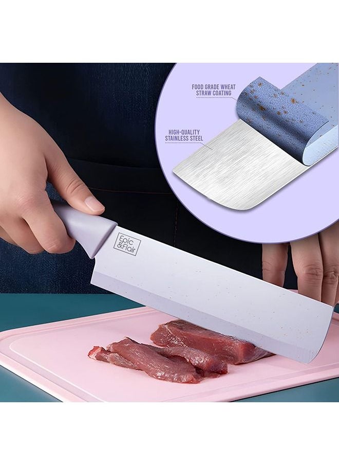 Arabest Kitchen Chopping Board Plus Set of 4 Knives, Vegetable Peeler and Kitchen Scissors For Men & Women, Chef Chopping Board for Meat, Veggies, Fruits, BPA-Free Cutting Board, Dishwasher Safe  - Image 3