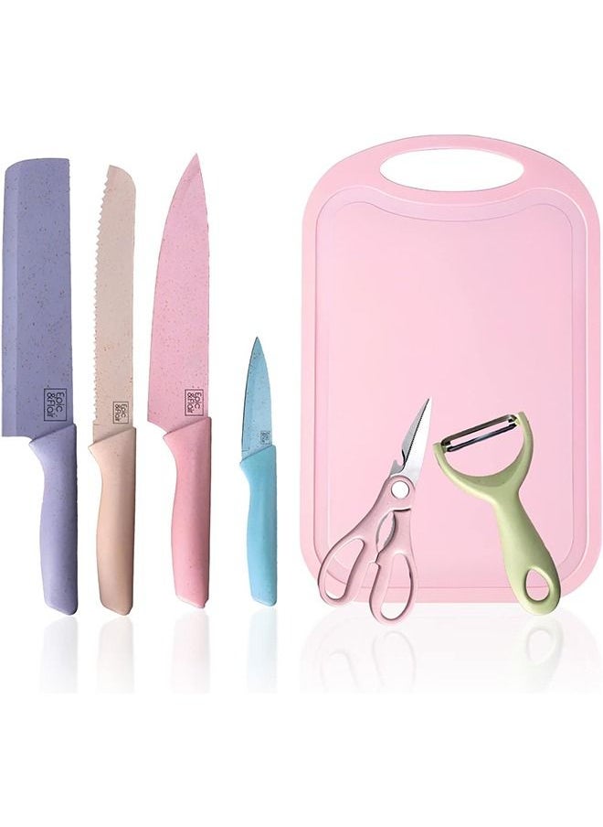 Arabest Kitchen Chopping Board Plus Set of 4 Knives, Vegetable Peeler and Kitchen Scissors For Men & Women, Chef Chopping Board for Meat, Veggies, Fruits, BPA-Free Cutting Board, Dishwasher Safe  - Image 1
