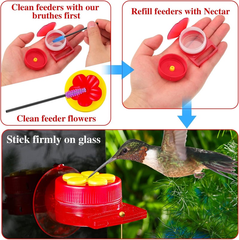 Skyley Hummingbird Feeder Set 3 Pcs Handheld Hummingbird Feeders 12 Hummingbird Cleaning Brushes Perch Adjustable Wrist Hummingbird Feeder Hummingbird Ring Feeder Hummingbird Hand Feeder with Suction Cups - Image 4