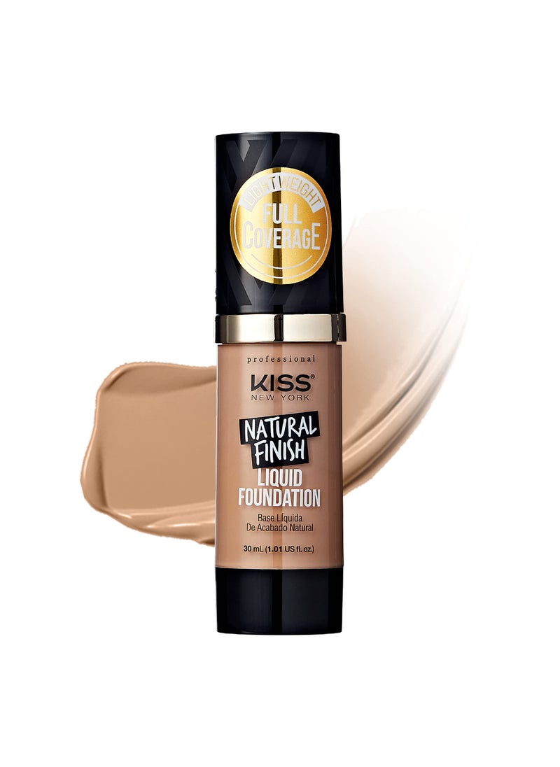 kiss new york Kiss New York Professional Liquid Foundation - Lightweight and Hydrating Formula, Natural Finish, Control Shine, Cover Pores, Medium to Full Coverage, Green Tea Extract (Sun Beige) 