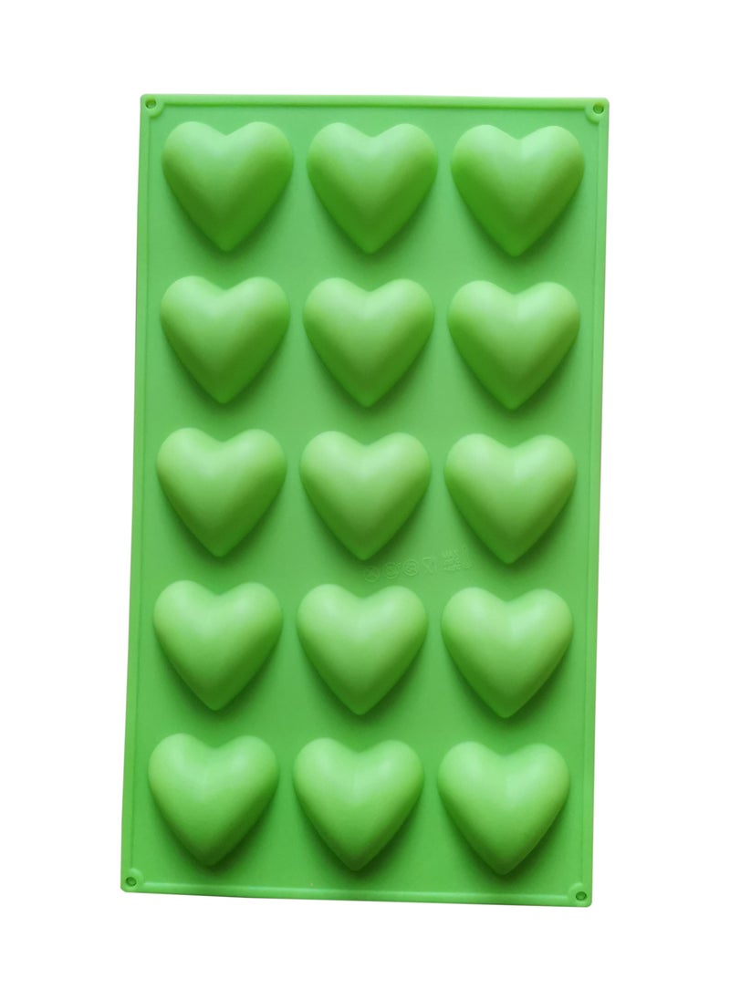 asmat Green 15-Cavity Heart Silicone Mold Set - Ice Cube Tray & Muffin Baking Molds, 2Pcs Food-Grade Silicone for Valentine's Candy, Chocolate, Gummy, and Baking  - Image 1