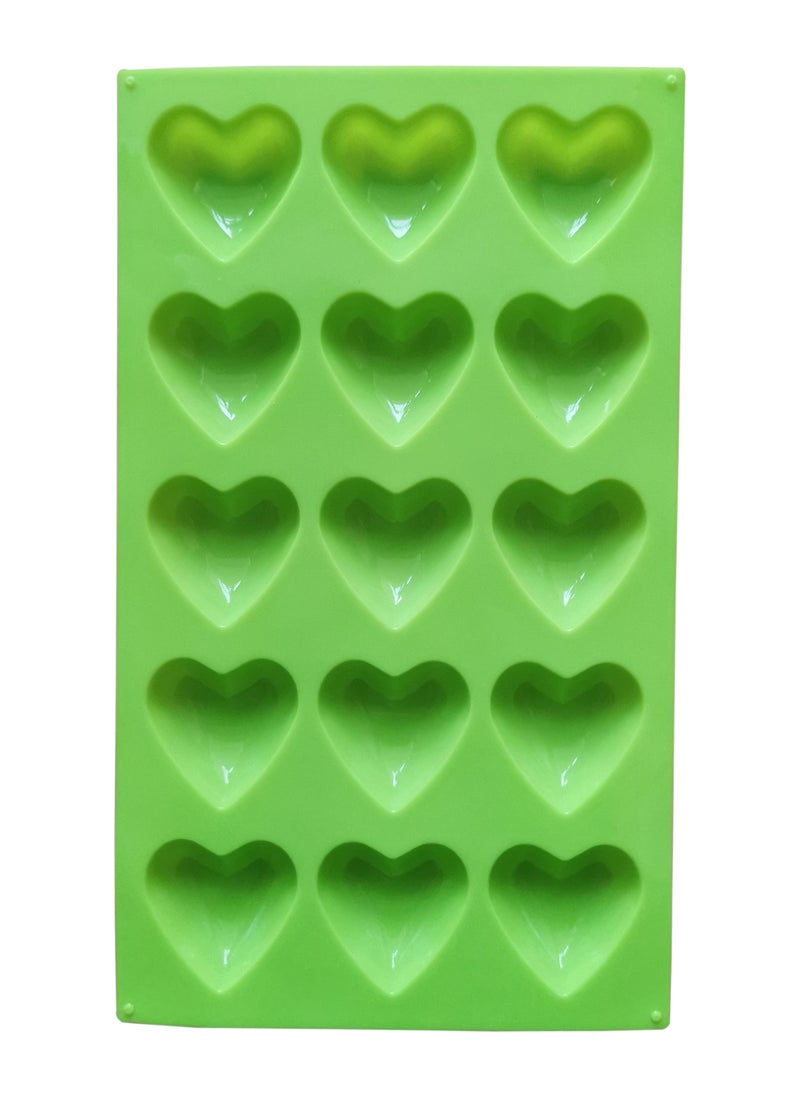 asmat Green 15-Cavity Heart Silicone Mold Set - Ice Cube Tray & Muffin Baking Molds, 2Pcs Food-Grade Silicone for Valentine's Candy, Chocolate, Gummy, and Baking  - Image 2