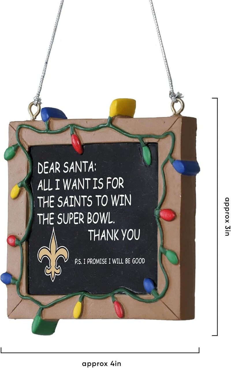 FOCO NFL Resin Holiday Christmas Chalkboard Sign Ornament - Image 3
