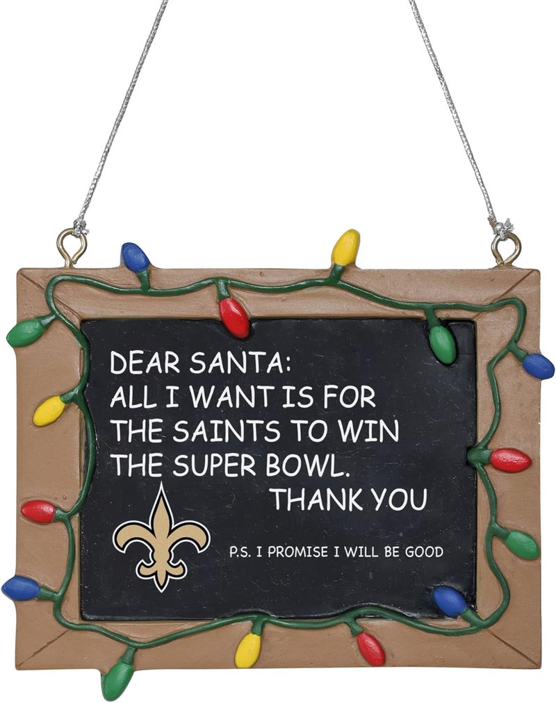 FOCO NFL Resin Holiday Christmas Chalkboard Sign Ornament - Image 1