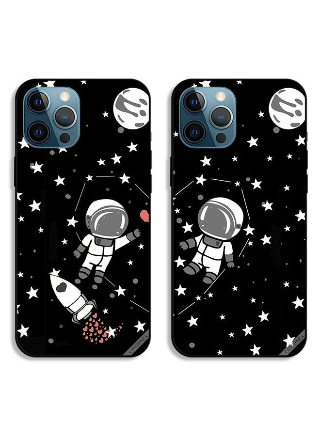Covernex Two Cases For Apple iPhone 12 Pro Max Protective Covers Astronaut Planet Heart Couple Case Back Covers - Image 1