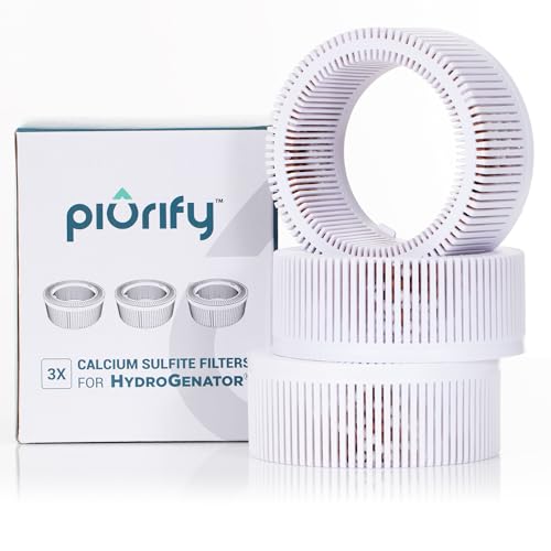 PIURIFY 3-Pack Calcium-Sulfite Filters for Water Hydrogen Pitcher, Removes Chlorine from Drinking Water, Replacement Fitlers for Hydrogen Water Machine, BPA-Free Material - Image 1