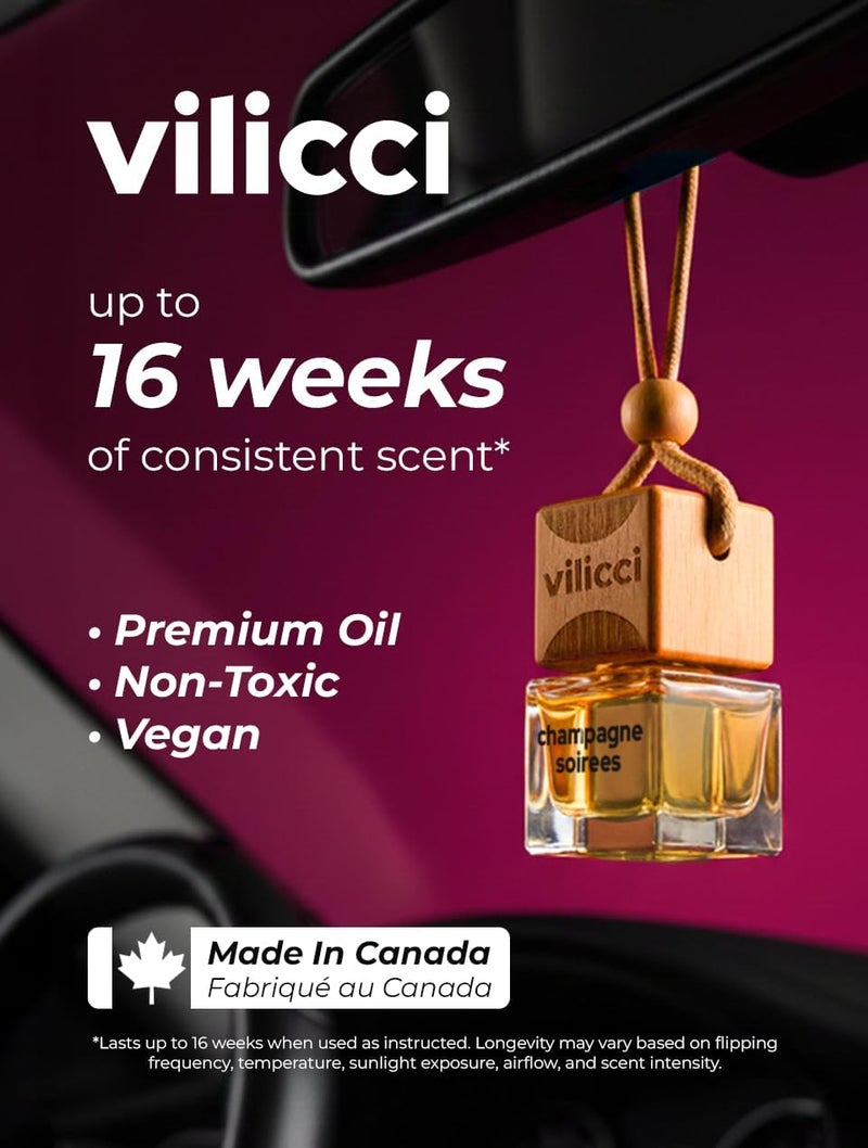 معطر هواء السيارة فيليتشي | عطر سيارة فاخر | معطر هواء معلق فاخر | رائحة طويلة الأمد للسيارة والمنزل | زجاجة واحدة من عطر السيارة (0.2 أونصة سائلة (عبوة من 1)، شامبين آند سواريه) - Image 3