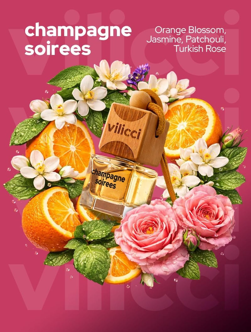 معطر هواء السيارة فيليتشي | عطر سيارة فاخر | معطر هواء معلق فاخر | رائحة طويلة الأمد للسيارة والمنزل | زجاجة واحدة من عطر السيارة (0.2 أونصة سائلة (عبوة من 1)، شامبين آند سواريه) - Image 2