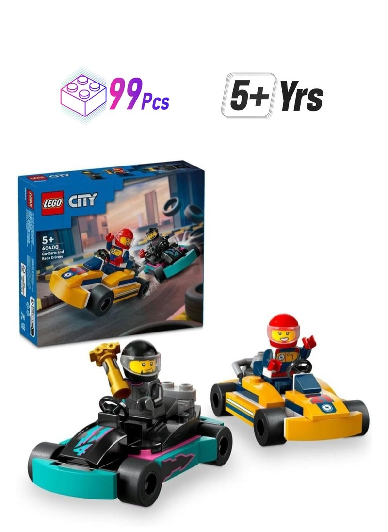 LEGO LEGO City Go-Karts and Race Drivers 60400 Building Blocks Toy Car Set (99 Pieces)  - Image 1