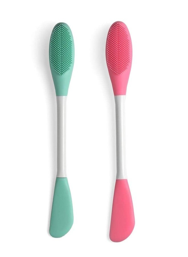 POPFIZZ Silicone Brushes,Double-Ended Silicone Face Mask Brush,Facial Cleansing Brush, Premium Soft Facial Masks Other Skin Care Applicator Tool for Cream, Body Lotion,Moisturizer (PACK OF 2 MULTICOLOUR) - Image 2