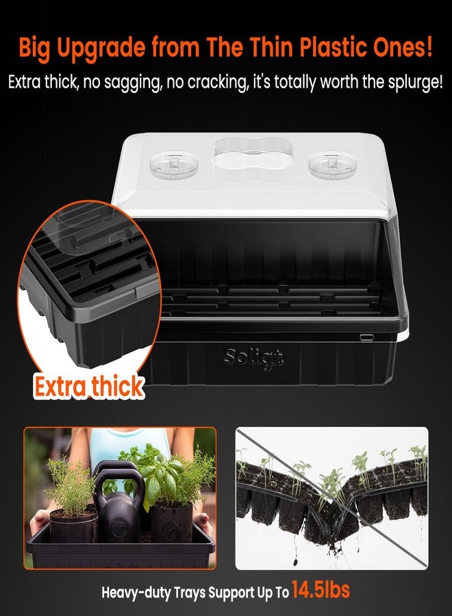 SOLIGT [Thick Plastic] 3-Set Strong Seed Starter Trays with 5" Humidity Domes for Seed Starting, Germination, Seedling Propagation & Plant Growing, Holds 144 Cells in Total - Image 2