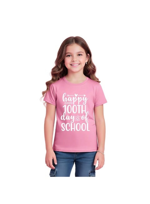 Celebrate 100 Days of School Girl's Cotton T-Shirt - kid's T-Shirt - Celebrate 100 Days of School - Girl's 100 Days of School T-Shirt - kid's Gift