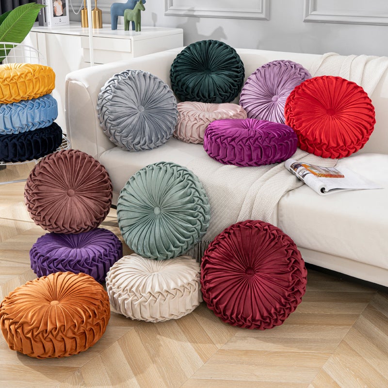 Plush Futon Cushion Thickened Round Pumpkin Waist Pillow Balcony Bay Window Tatami Window Window Floor Wheel Pillow - Image 2