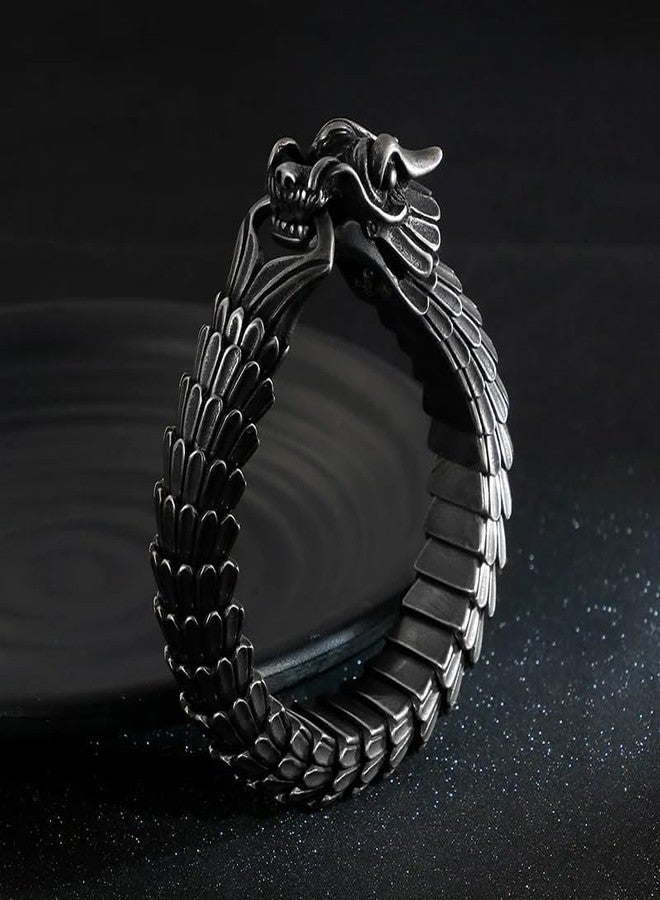 THE MEN THING Dragon Scale - 13mm Pure Titanium Steel Bracelet, Black Plated Antique Matt Finish Bracelet for Men & Boy (8inch) - Image 3