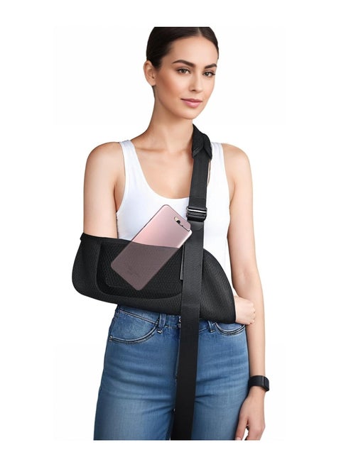 Mesh Arm Sling with Waist Strap - Breathable Shoulder Immobilizer for Shoulder, Arm, Wrist, and Elbow Injuries - Suitable for Men and Women, Left or Right