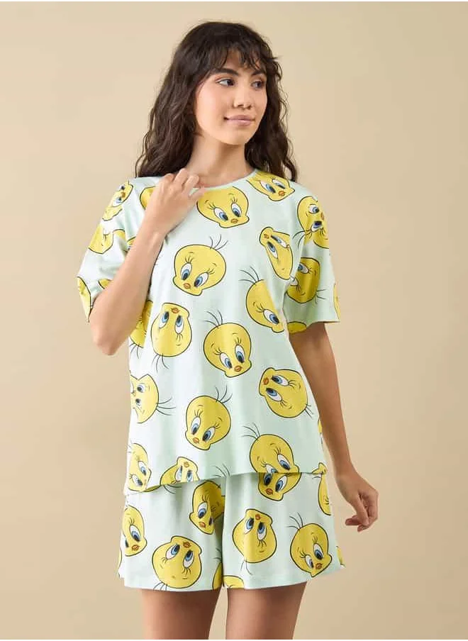 FAV All-Over Tweety Print T-shirt and Shorts Set